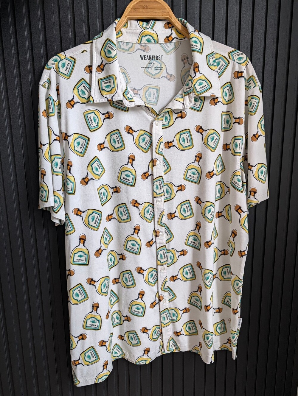 Men's Tequila Button Up Polo Short-Sleeve Printed Resort Shirt XL